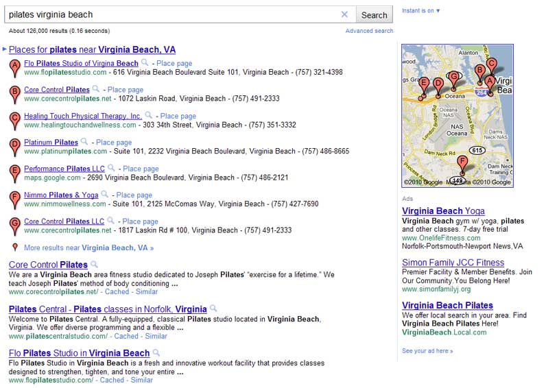 Flo Pilates Google Places Ranking